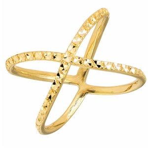 14k Costco Gold Diamond Cut Crossover Ring